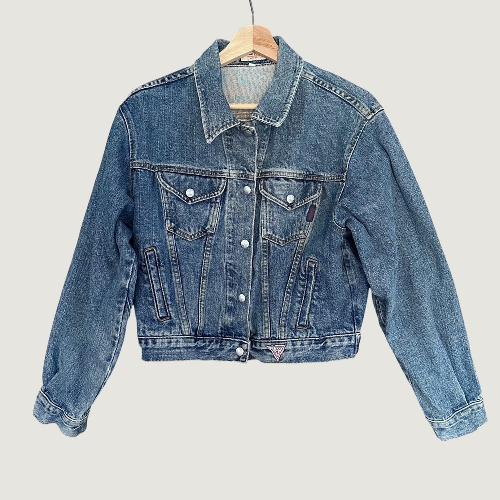 Vintage Guess Jeans Denim Jacket Medium Wash 2nd Freedom Graphic Womens M 90s - Picture 3 of 11